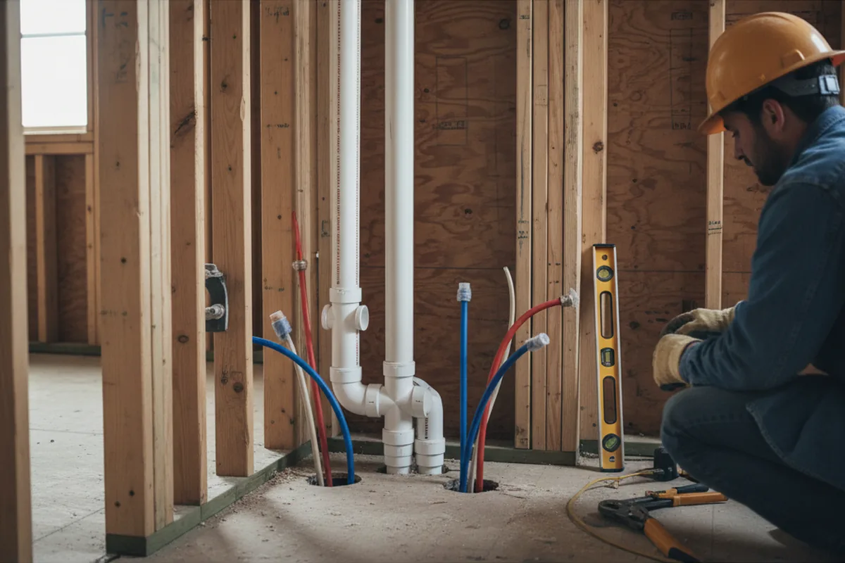 Drain and supply rough-in during Sump Pump Repair in Lithopolis