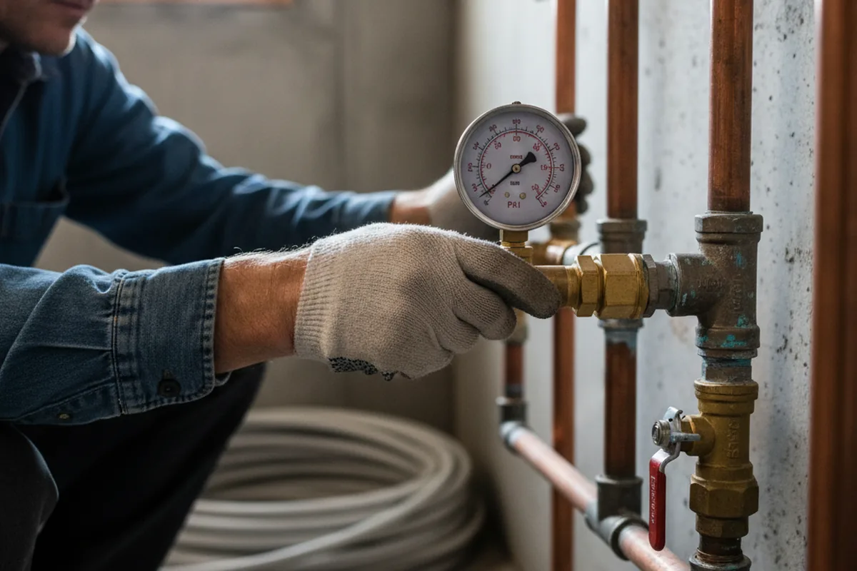 Pressure testing a repaired line during Water Line Repair in Lithopolis